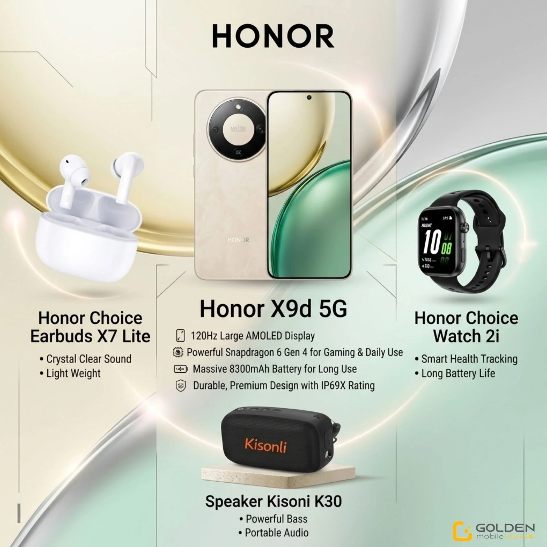 Honor X9d + سماعات + ساعة ذكية - دمشق